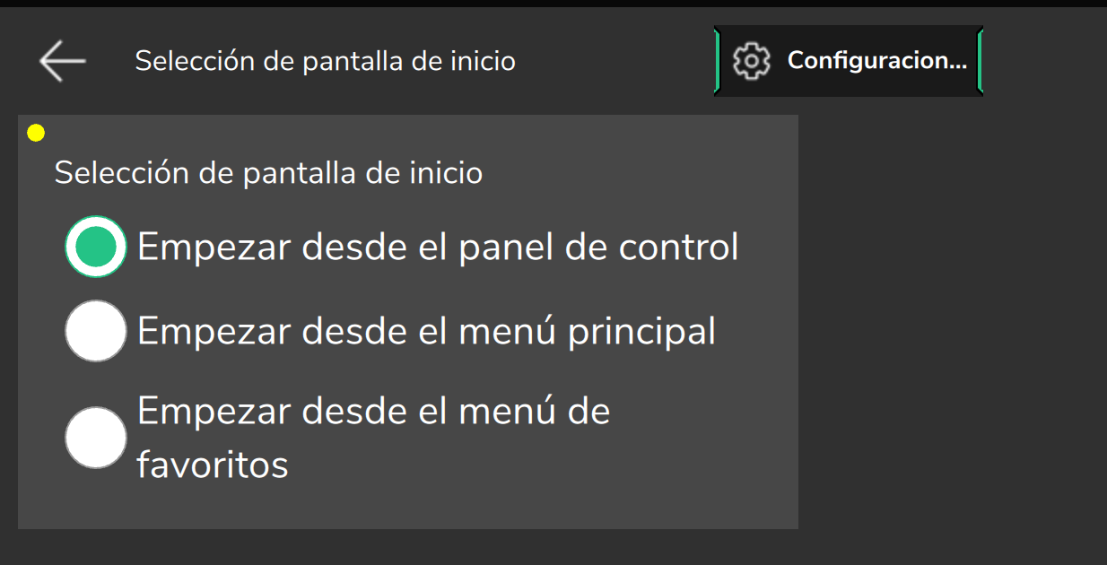 La misma pantalla en la interfaz de la FT700 7" (Interfaz > Selección de pantalla de inicio).