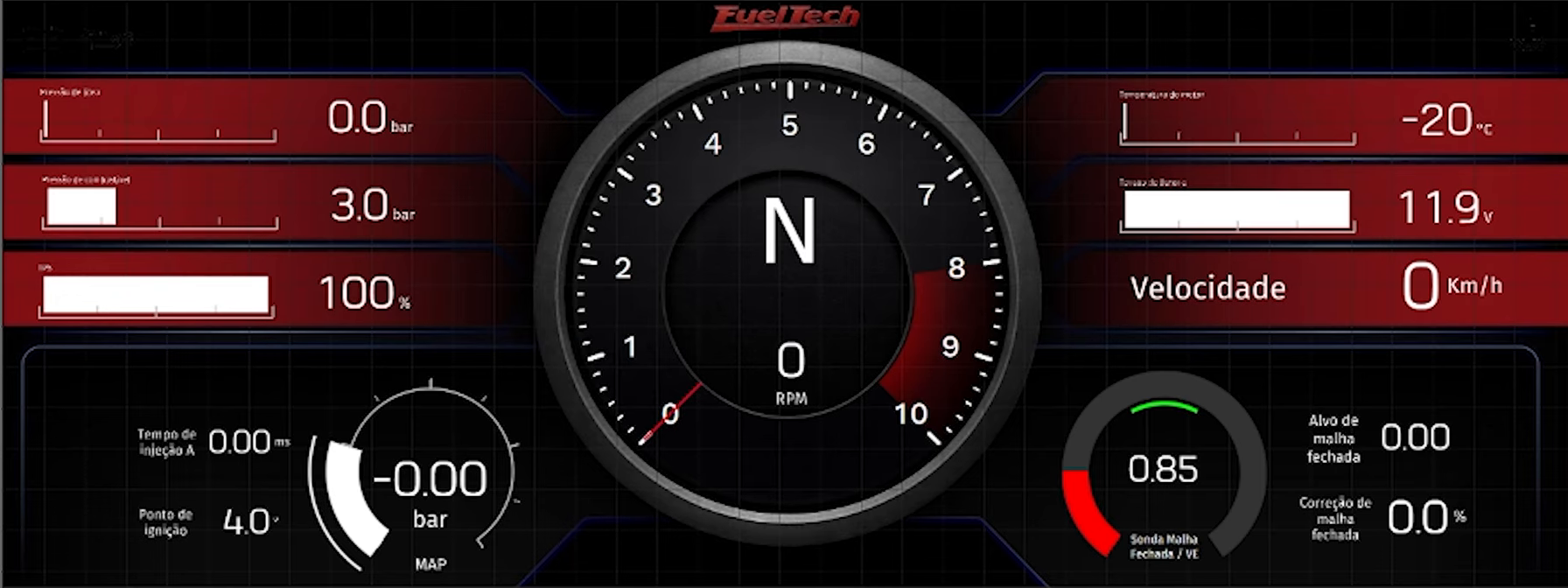 Default FT700 Plus dashboard open in the PC editor (FT Education video, earlier version of the software).